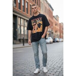 Bad Bunny Graphic T-Shirt Black Size Medium Clean Unisex